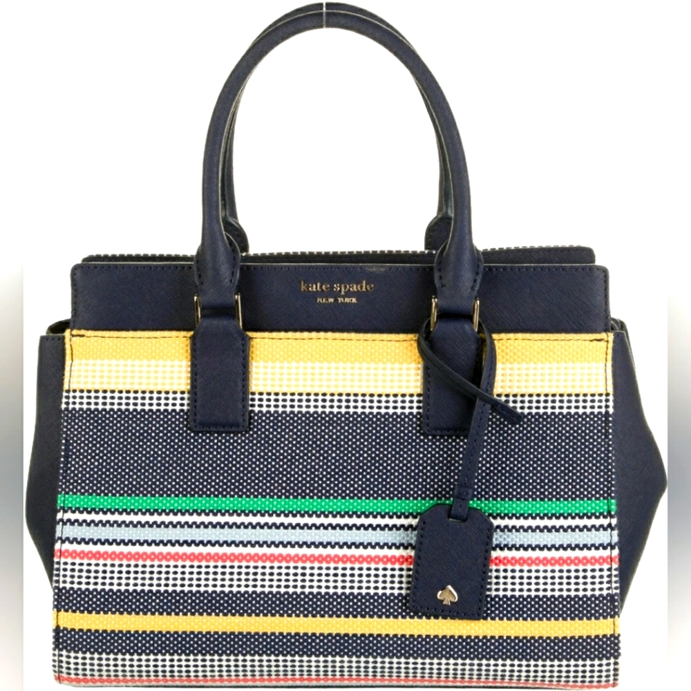 Kate Spade NY Cameron Boardwalk Multicolor Satchel Bag Purse Shoulder Bag Stripe